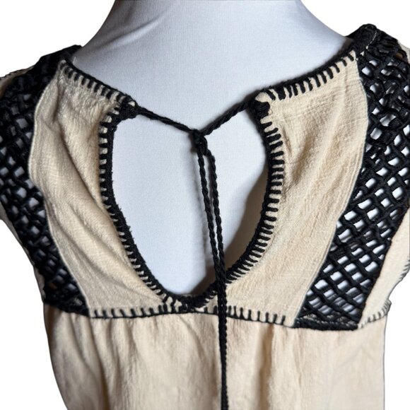 Blu Pepper beige tassel embroidered tank top Small - Picture 7 of 7